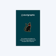 Storigraphic Molly Black Cat — Paws and Claws Series — Wooden Pin Badge